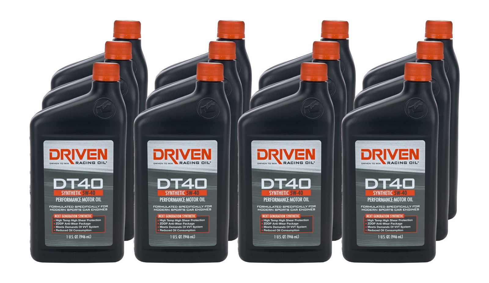 Driven Racing Oil DT40 5W40 Synthetic Motor Oil – 12 Quart Bottles