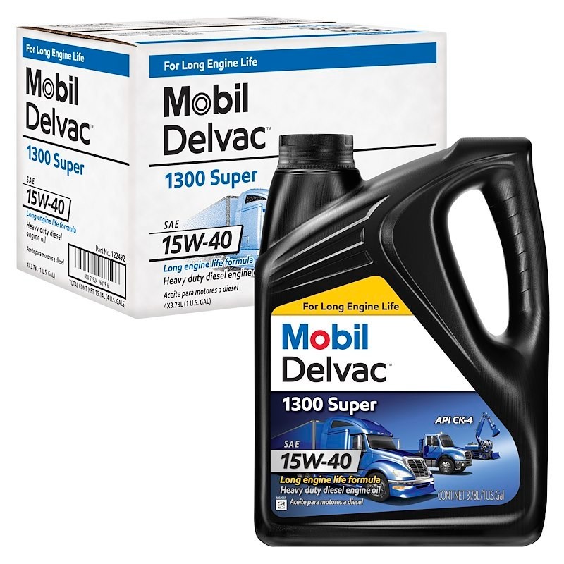 Mobil Delvac 122492 Motor Oil 1300 Super 15W-40 Pack of 4 Gallons
