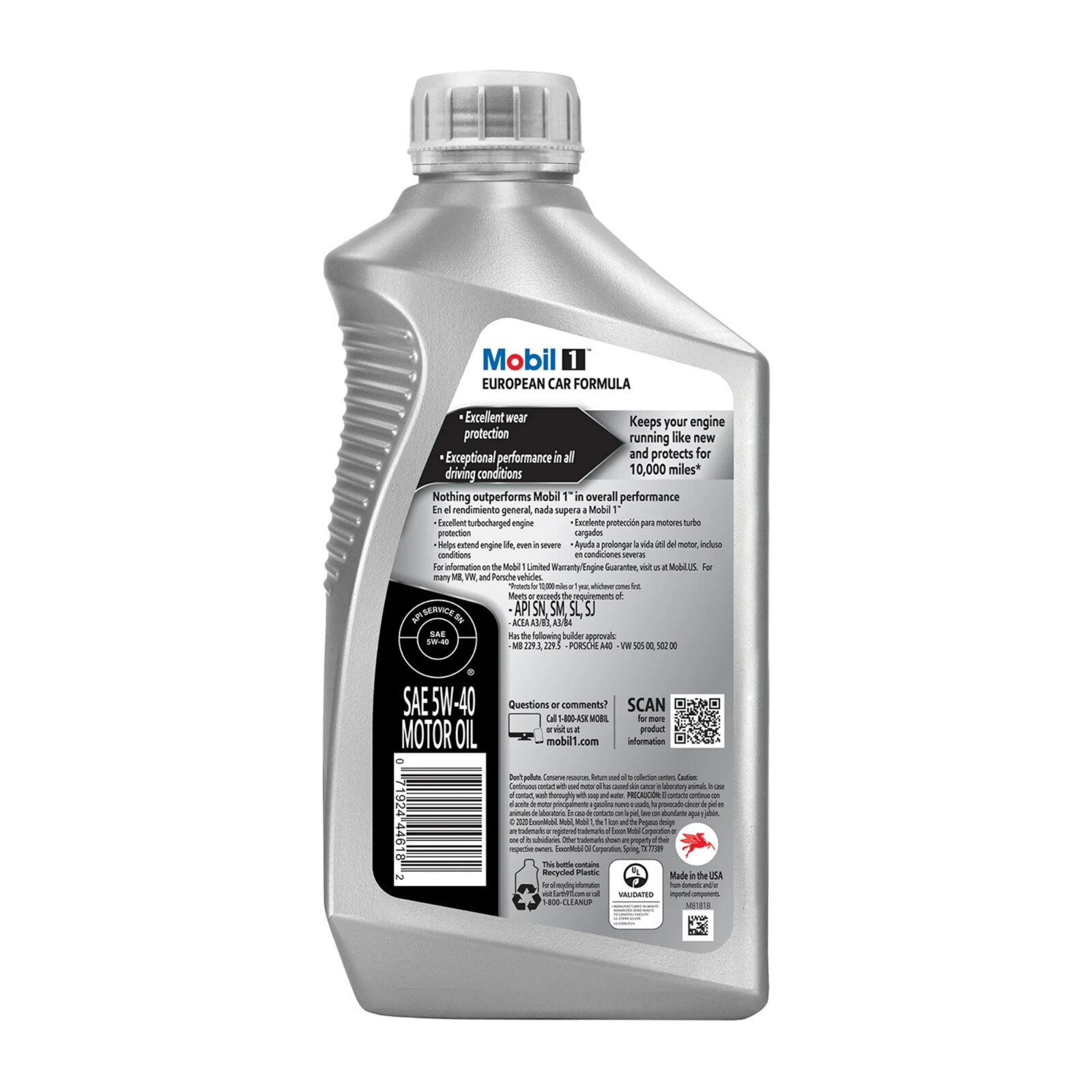 MOBIL 1 FS EURO 5W40 MOTOR OIL 6/1 QTS (PACK OF 6 AND FREE SHIPPING!!!)