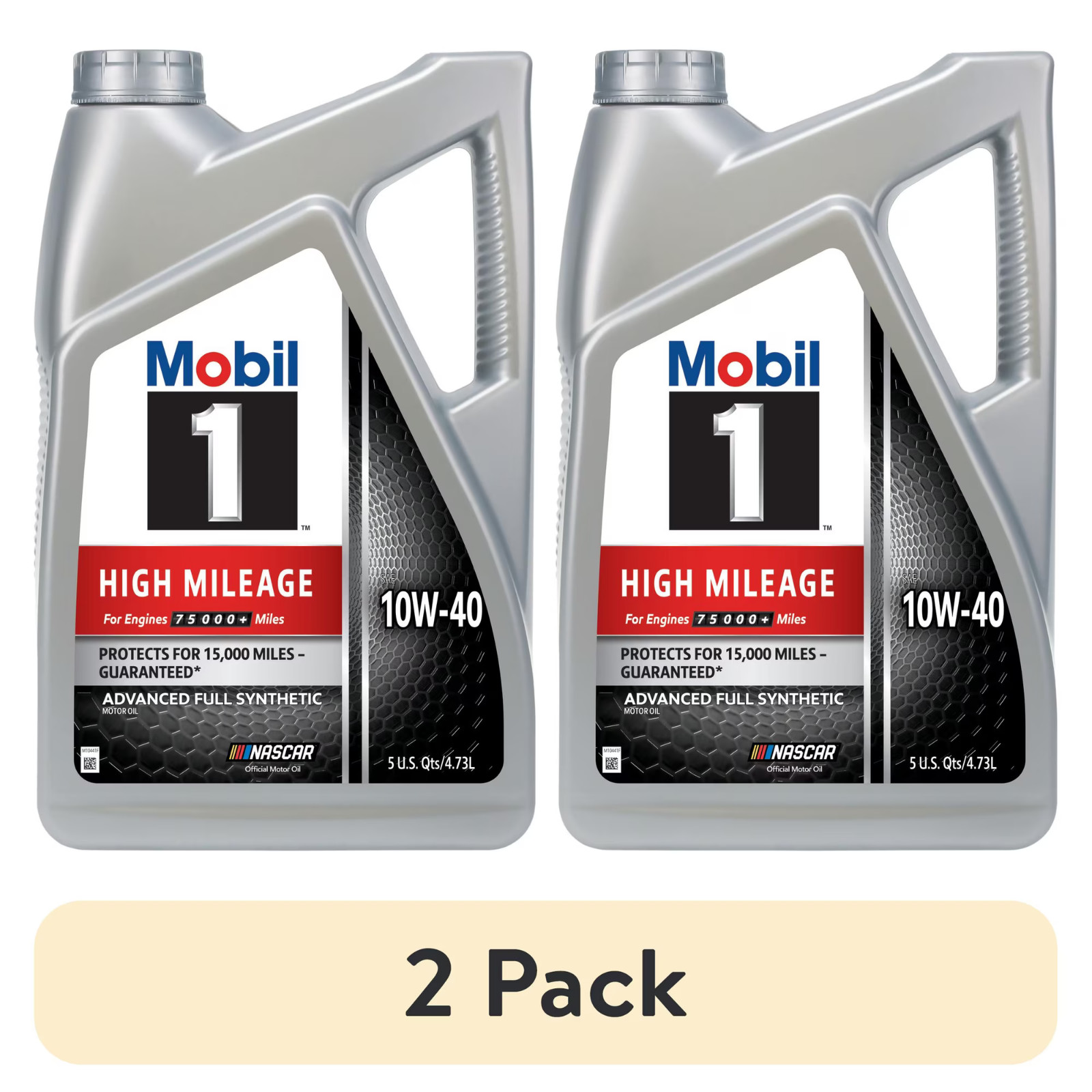 (2 pack) Mobil 1 High Mileage Full Synthetic Motor Oil 10W-40, 5 Quart
