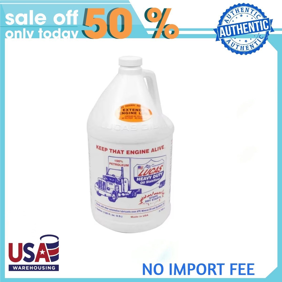 2 PACK Lucas Oil 10002 Heavy Duty Oil Stabilizer One Gallon Jug Automotive Addit