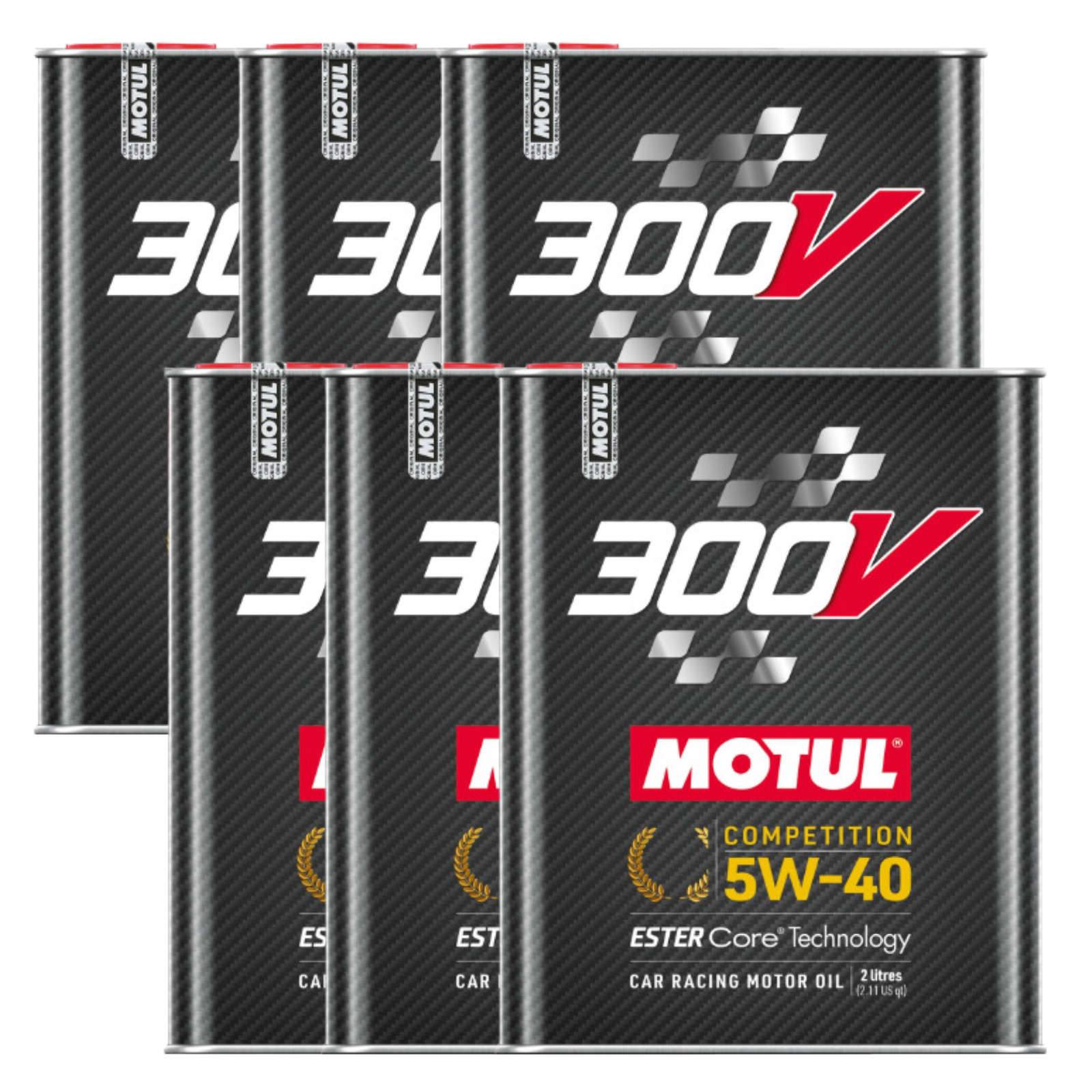 Motul 300V Competition 5W40 100% Synthetic Motor Engine Oil 110817 2L 6 Pack