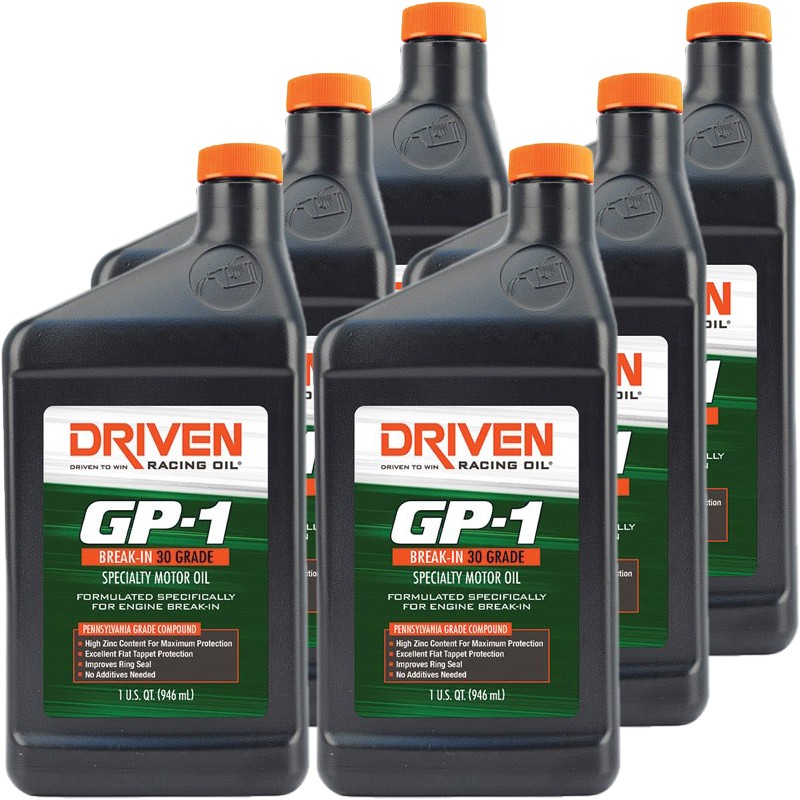 Driven Racing Oil 19336, GP-1 Break-In Oil, Conventional SAE 30, 6 Quarts