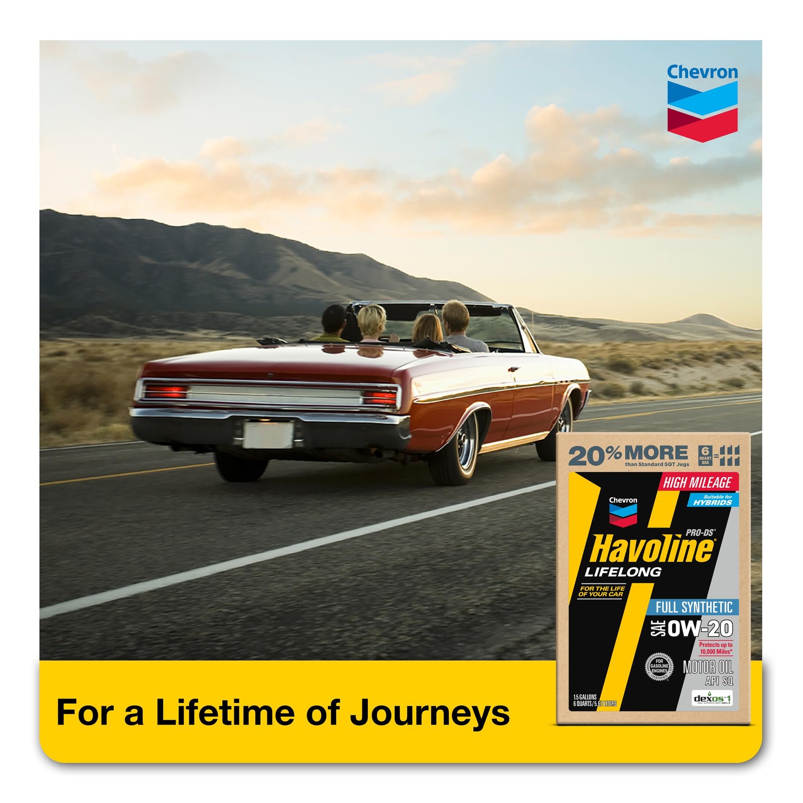 Havoline Motor Oil 0W-20 PRO DS Full Synthetic 6 Quarts HAVO220401685