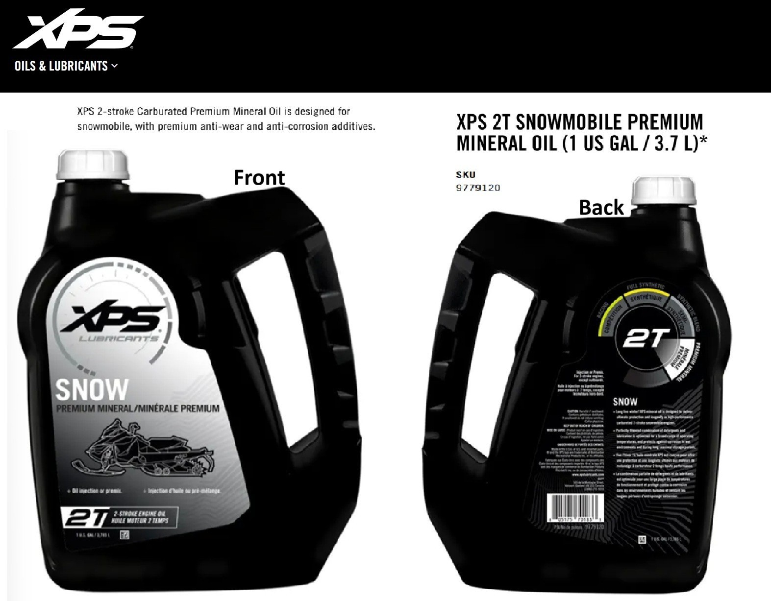Ski-Doo XPS 2T 2-Stroke Snowmobile Premium Mineral Oil Gallons- 9779120/779120