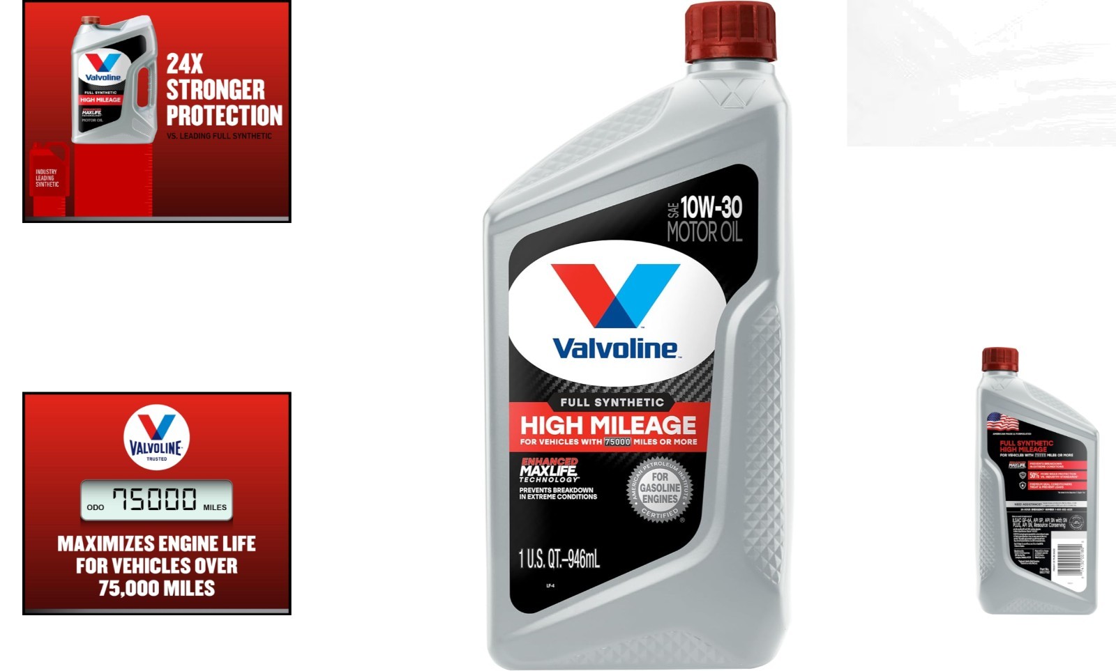 Full Synthetic 10W-30 Motor Oil with MaxLife for Cars and Trucks – 1 QT