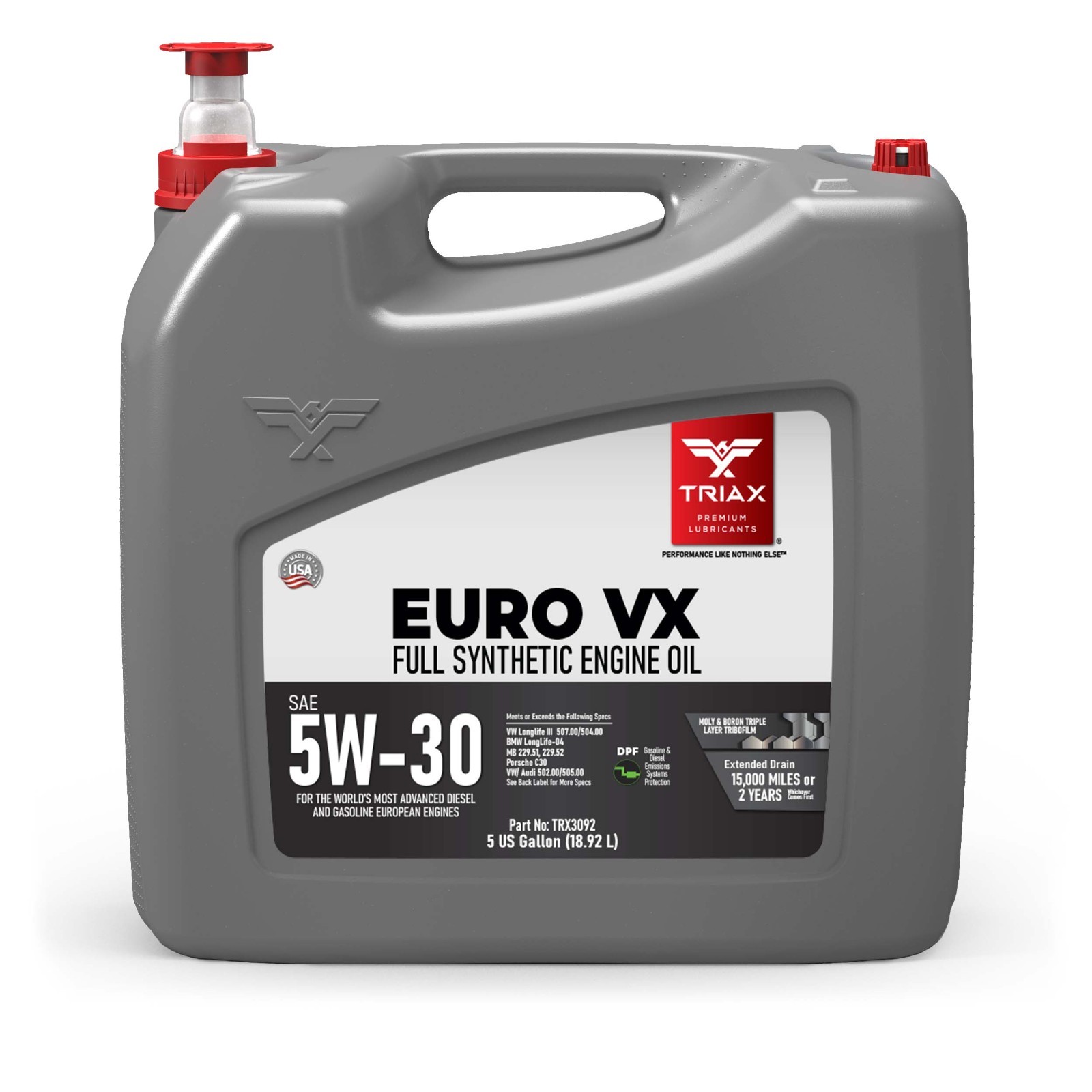 TRIAX Euro VX 5W-30 Full Synthetic European Car Engine Oil (5 Gallon)