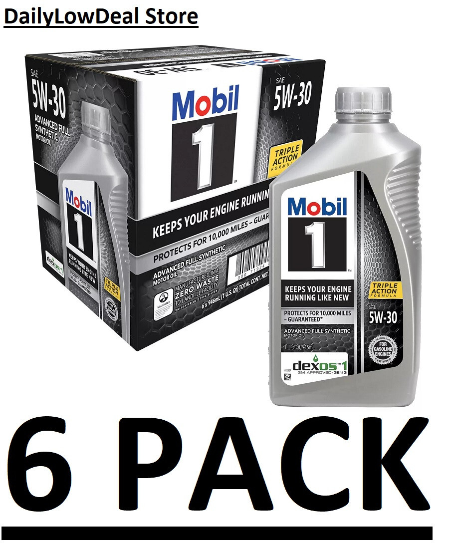 6 PACK – Mobil 1 (5W-30) Advanced Full Synthetic Triple Action Motor Oil 1-Quart