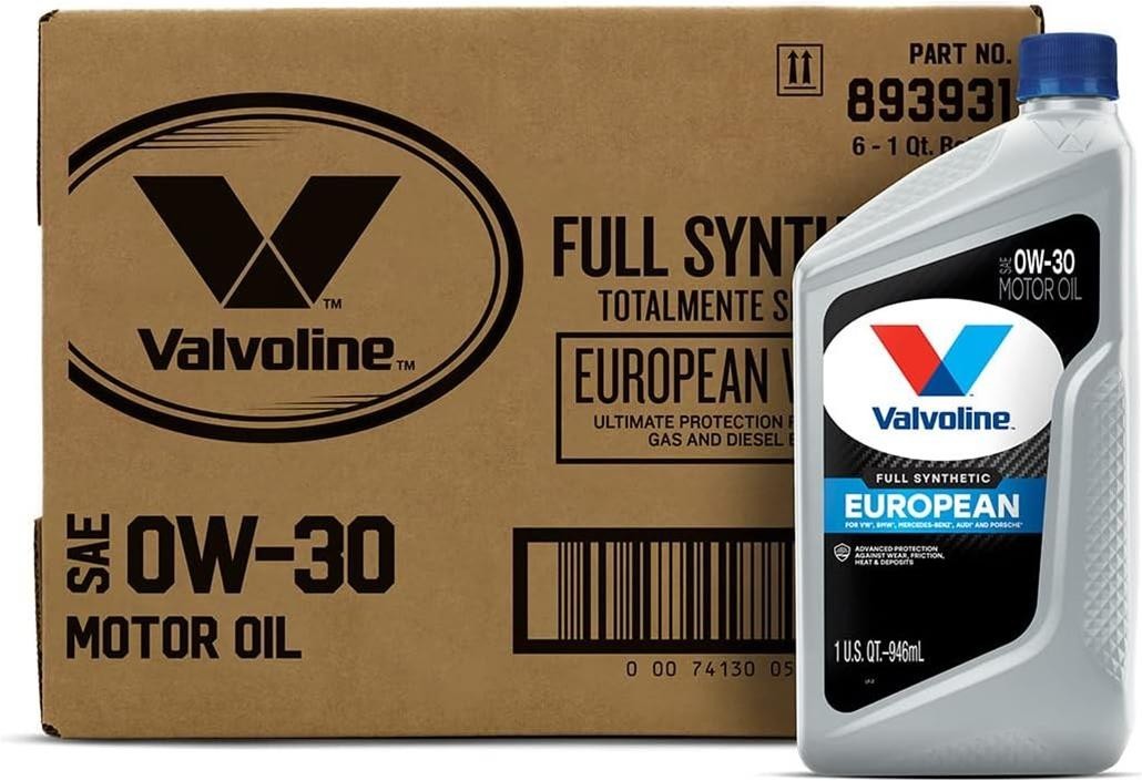 Valvoline European Full Synthetic 0W-30 Motor Oil, Case of 6 – 1 Quart Bottles