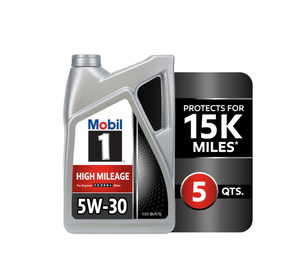 Mobil 1 High Mileage Full Synthetic Motor Oil 5W-30, 5 Quart