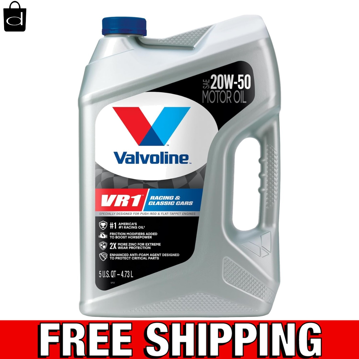 High-Performance VR1 Racing Oil SAE 20W-50, 5 QT – Engine Protection and Power