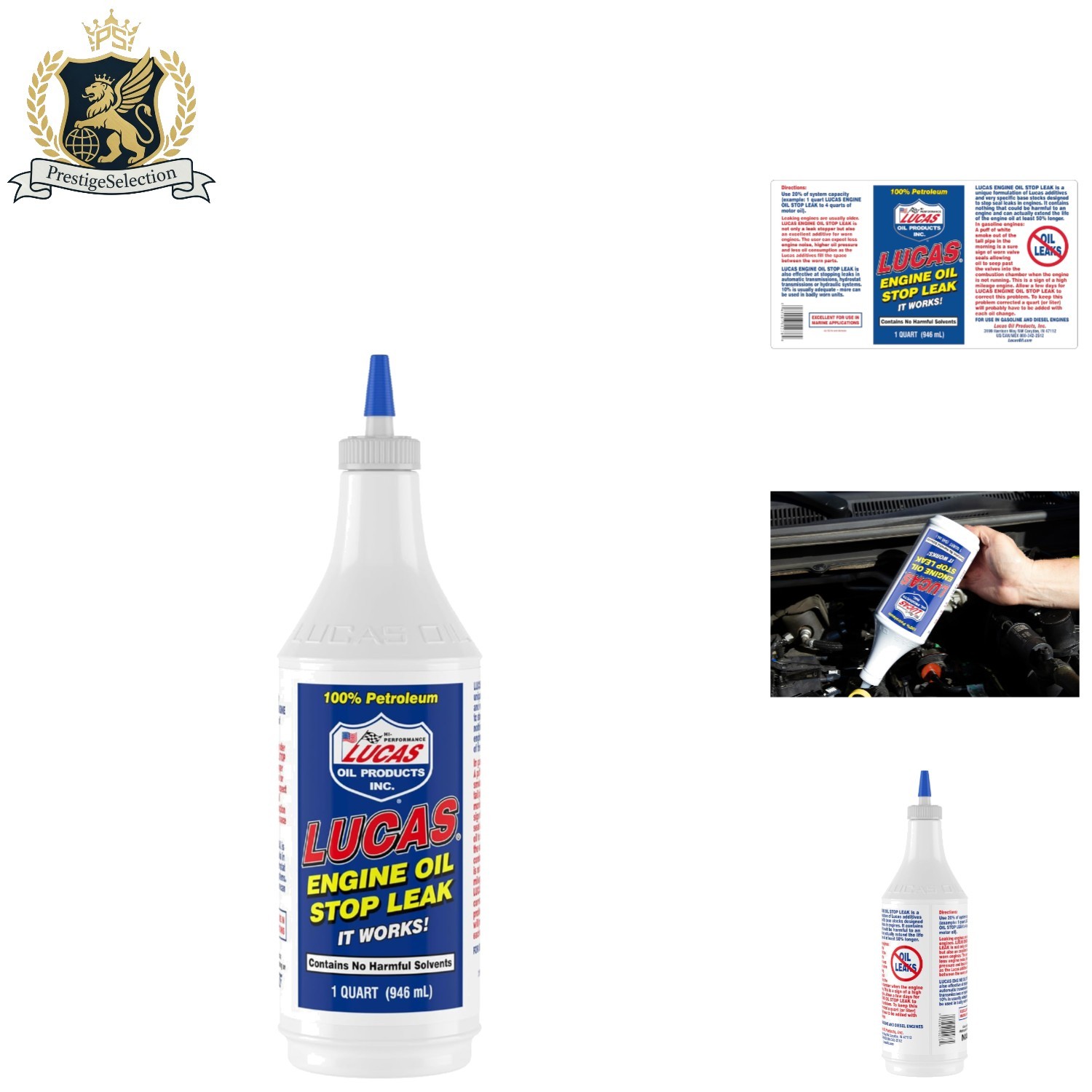 1 Quart Lucas Engine Oil Stop Leak – Prevent Engine Leaks, Enhance Performance