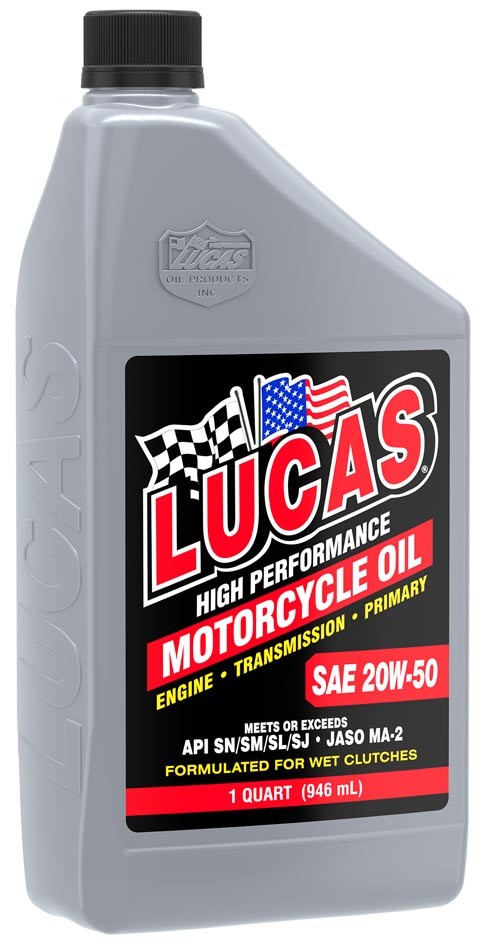 Lucas Oil 10700 SAE 20W-50 Primary Motorcycle Engine Oil for Wet Clutches 6 Pcs