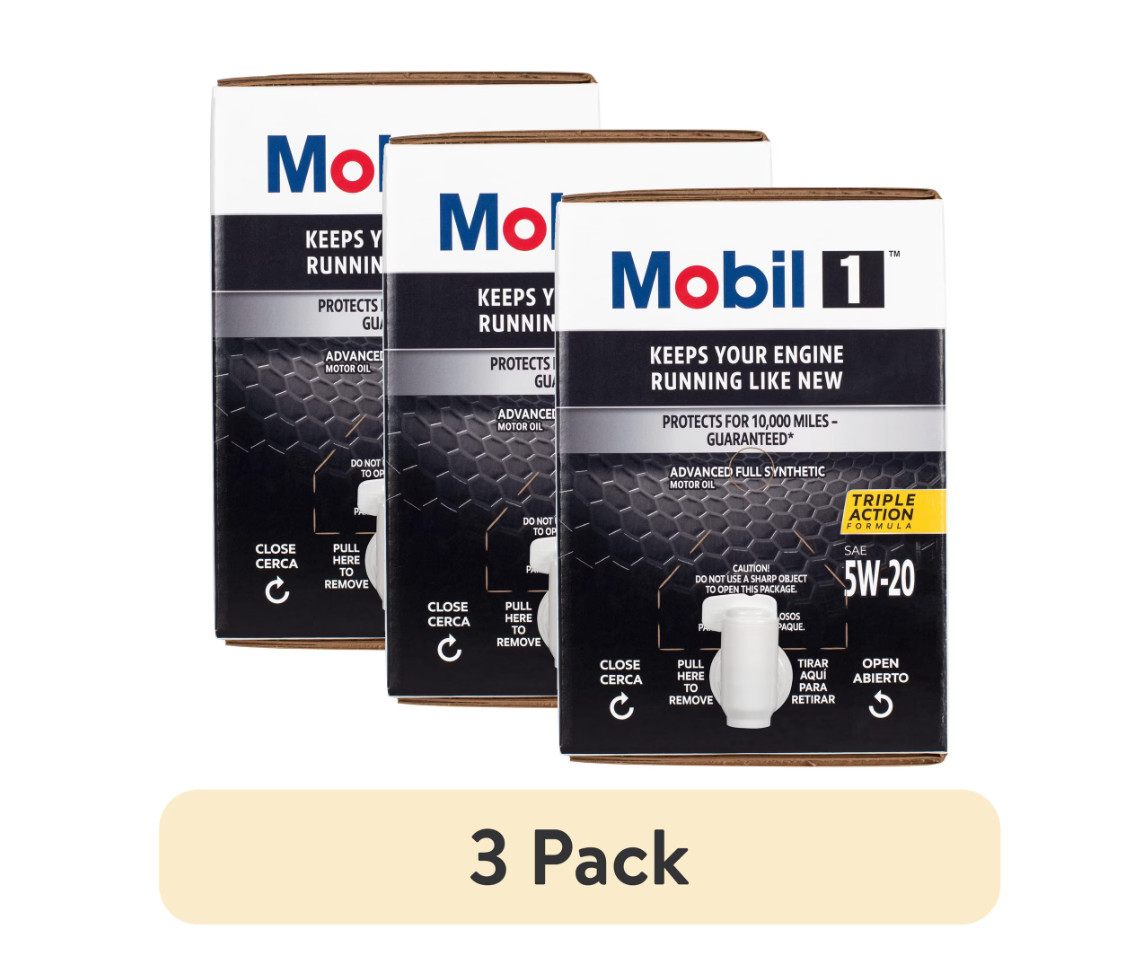 (3 pack) Mobil 1 Advanced Full Synthetic Motor Oil 5W-20, 12 Quart