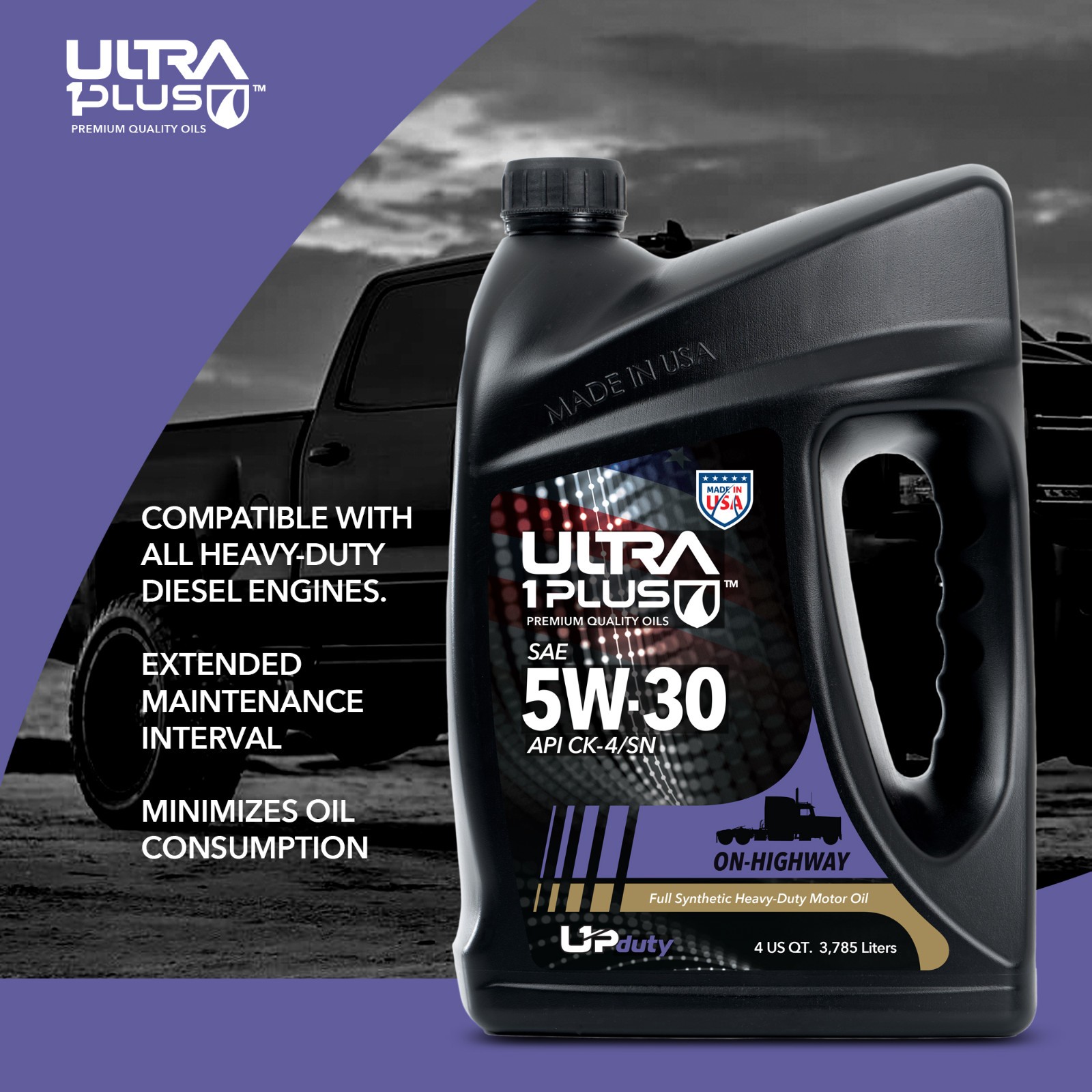 Ultra1Plus SAE 5W-30 Full Synthetic Diesel Motor Oil API CK-4/SN (6 QTS)