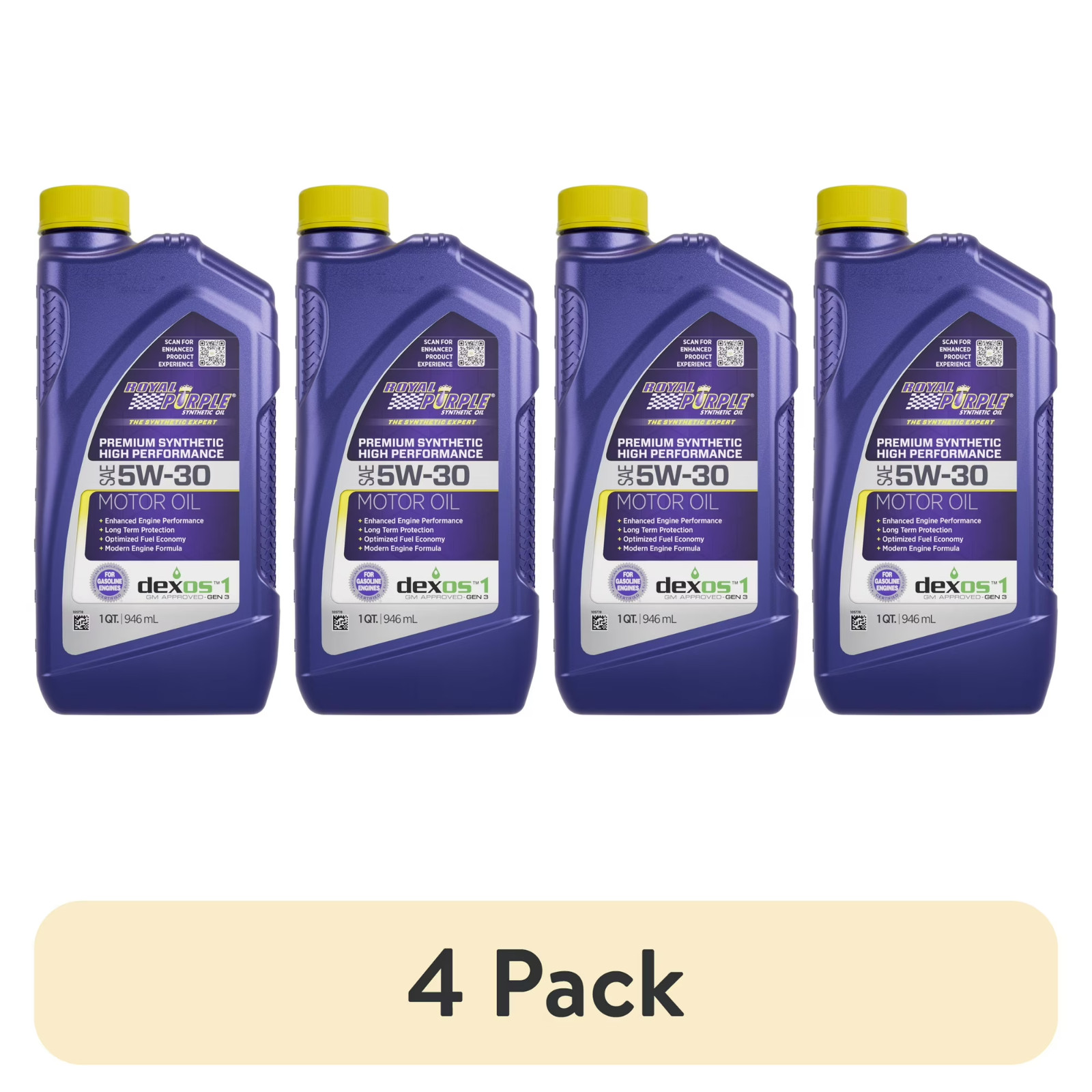 (4 pack) Royal Purple High Performance Motor Oil 5W-30 Premium Synthetic Motor O