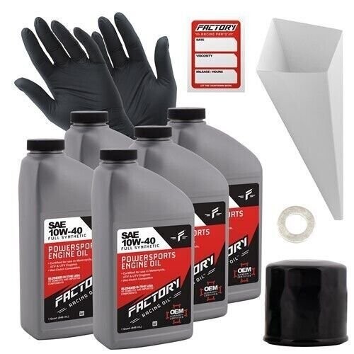 Factory Racing Parts SAE 10W-40 5qt Oil Change Kit Fits Kawasaki Teryx, Teryx4
