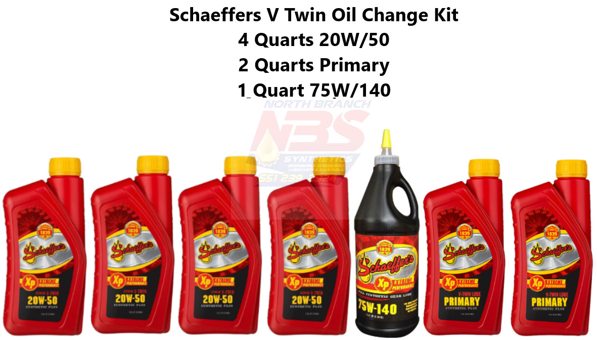 Schaeffers 20w50 V-Twin Oil Change KIT 4 Engine Oil/ 2 Primary/ 1 Transmission