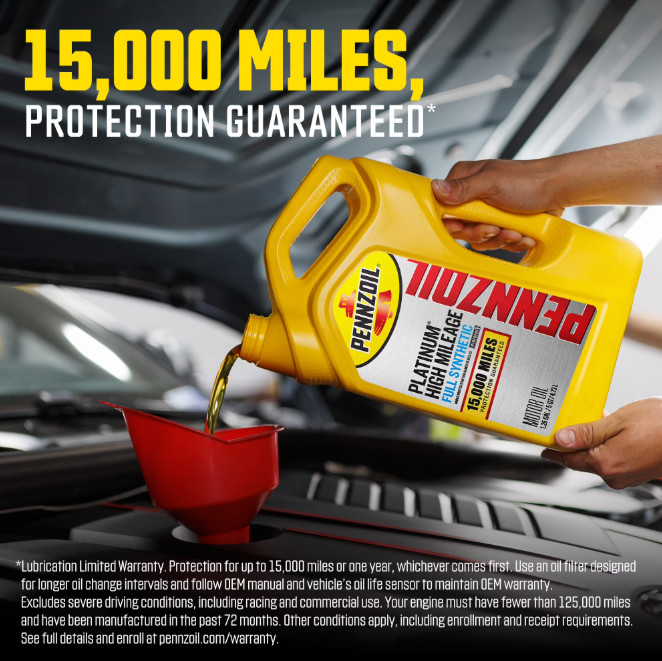 (2 pack) Pennzoil Platinum High Mileage Full Synthetic 10W-30 Motor Oil, 5 Quart