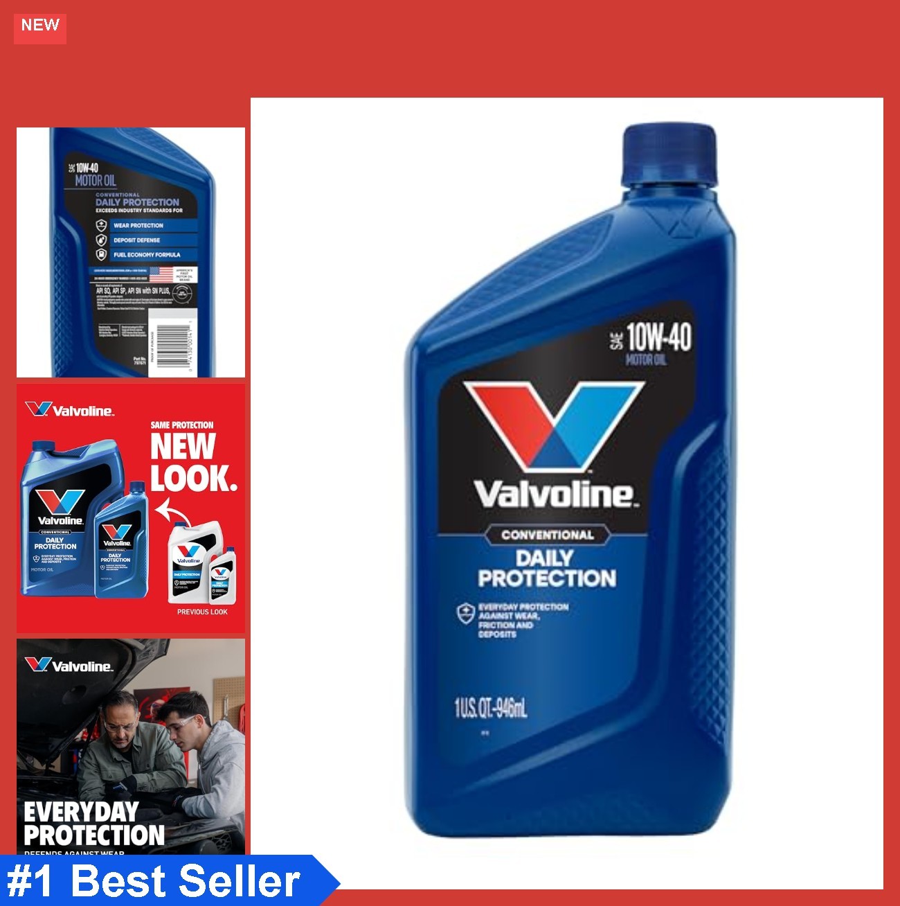Conventional Motor Oil 10W-40 1 Quart Car Truck Engine Protection