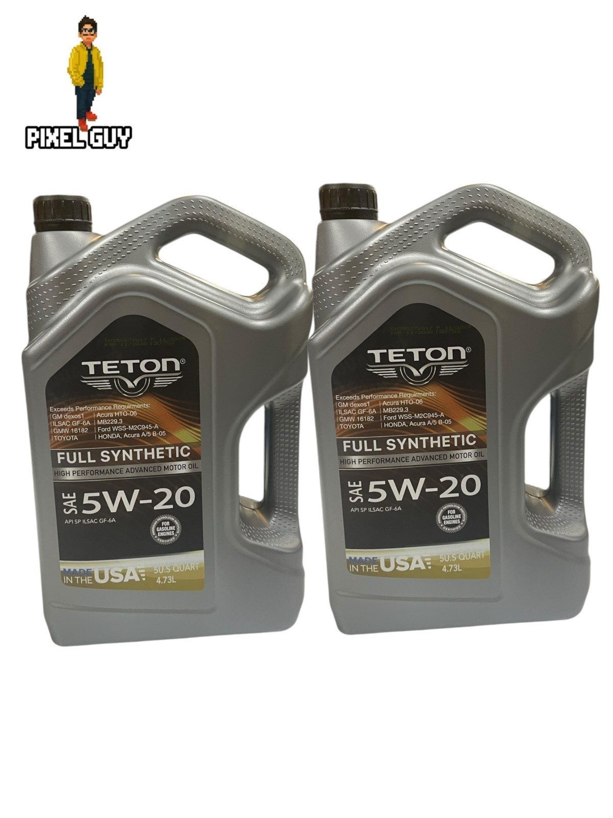 Lot of 2 Teton 5W-20 Synthetic Blend Advanced Motor Oil 5 Quarts Made in USA