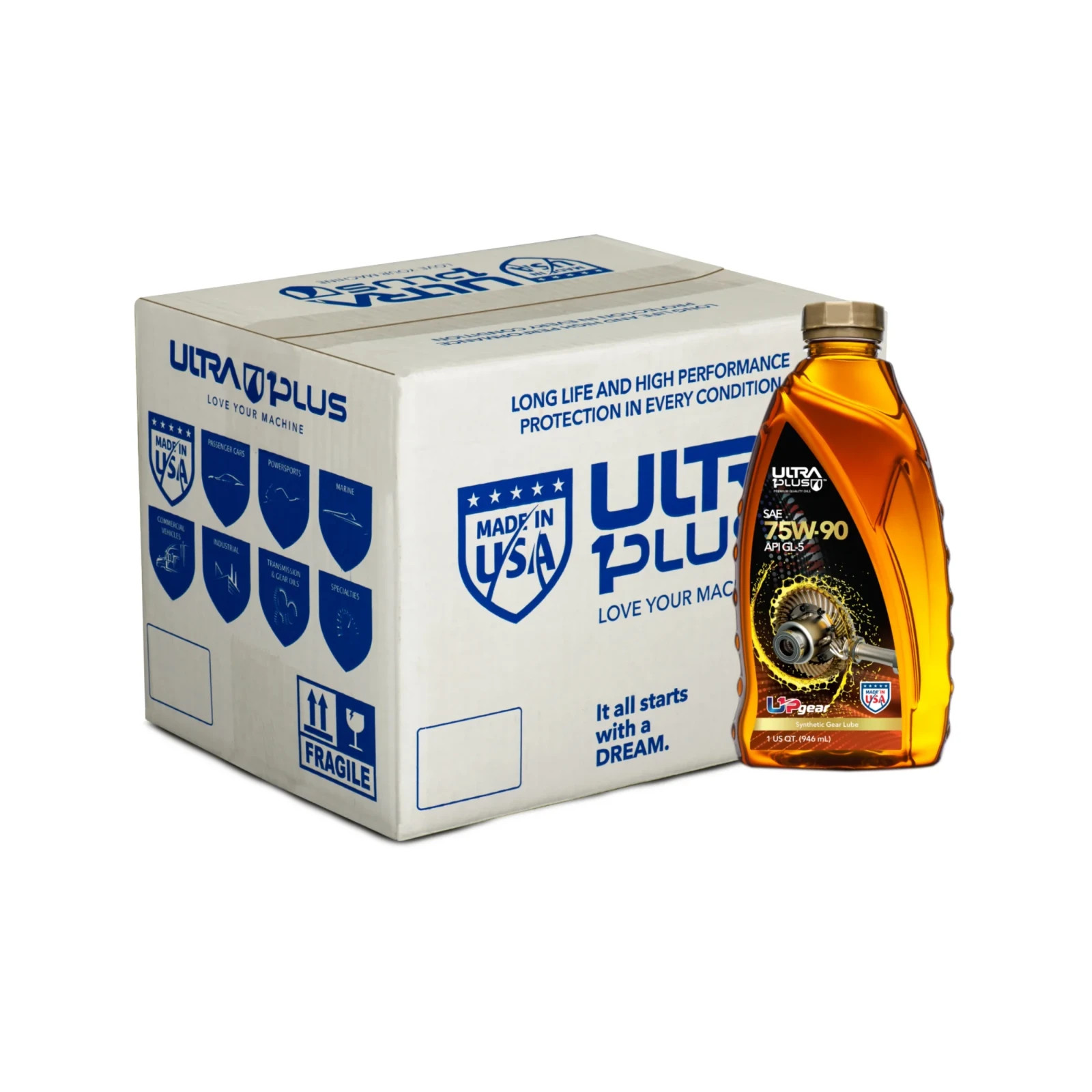 Ultra1Plus™ SAE 75W-90 Synthetic Gear Oil, API GL-5 (1 Quart)