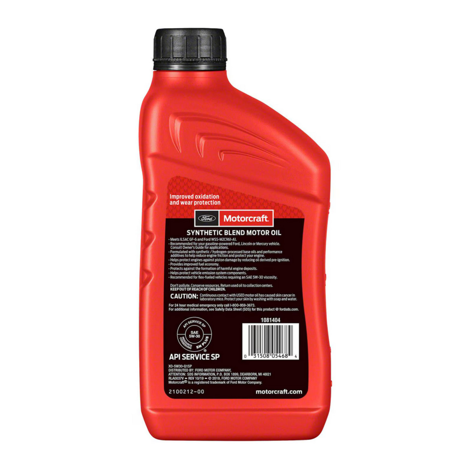 Motorcraft XO-5W30-Q1SP 5W-30 Synthetic Blend Motor Oil 1Qt for Ford 12-Pack