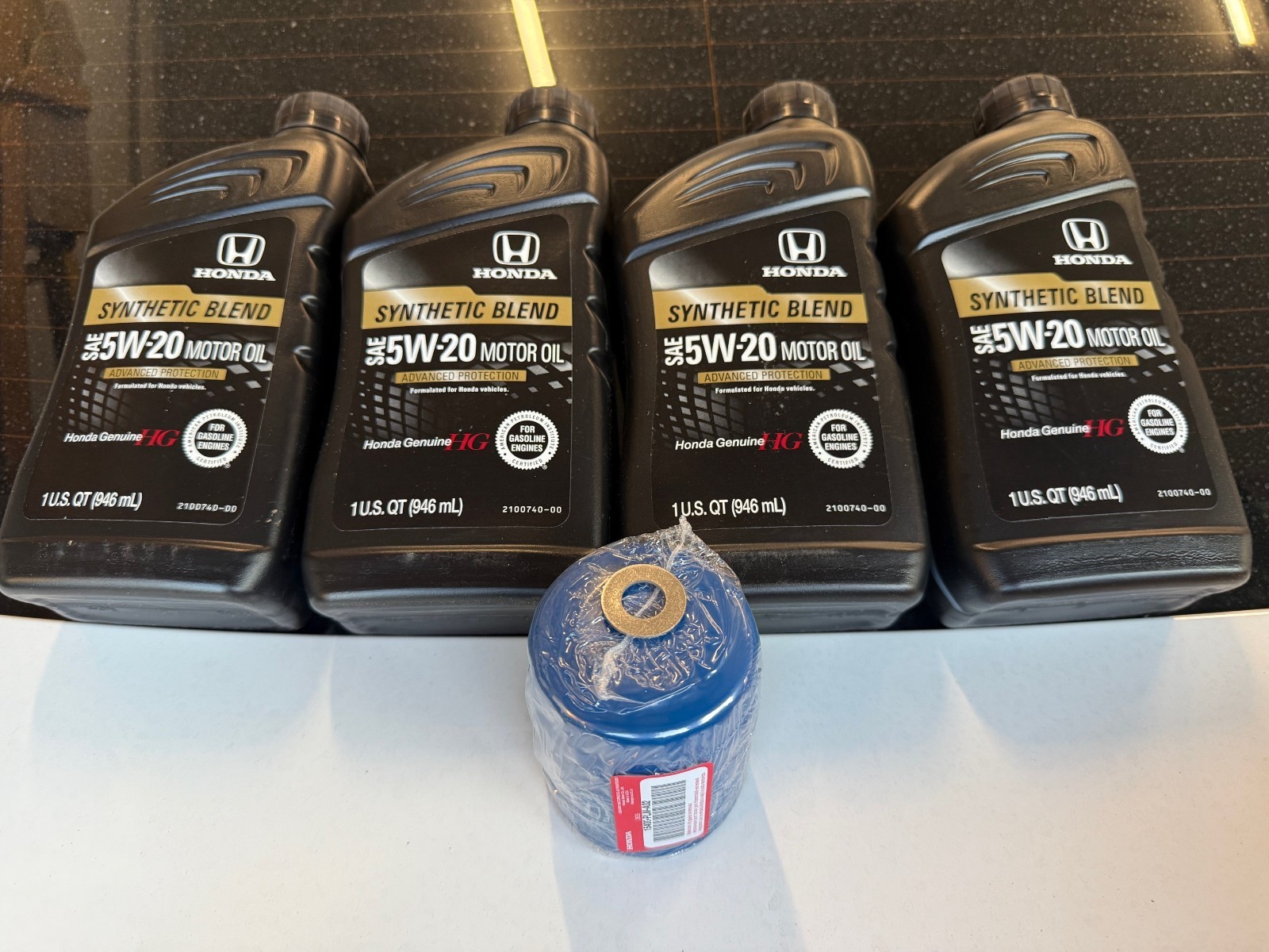 4x Honda Genuine 5W-20 Full Synthetic Blend Engine Oil Change Kit + A02 Filter