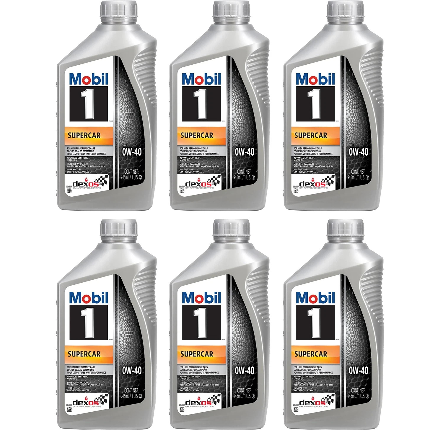 Mobil 1 Supercar 0W40 Advanced Full Synthetic Motor Oil; Case of 6 x 1 Quarts