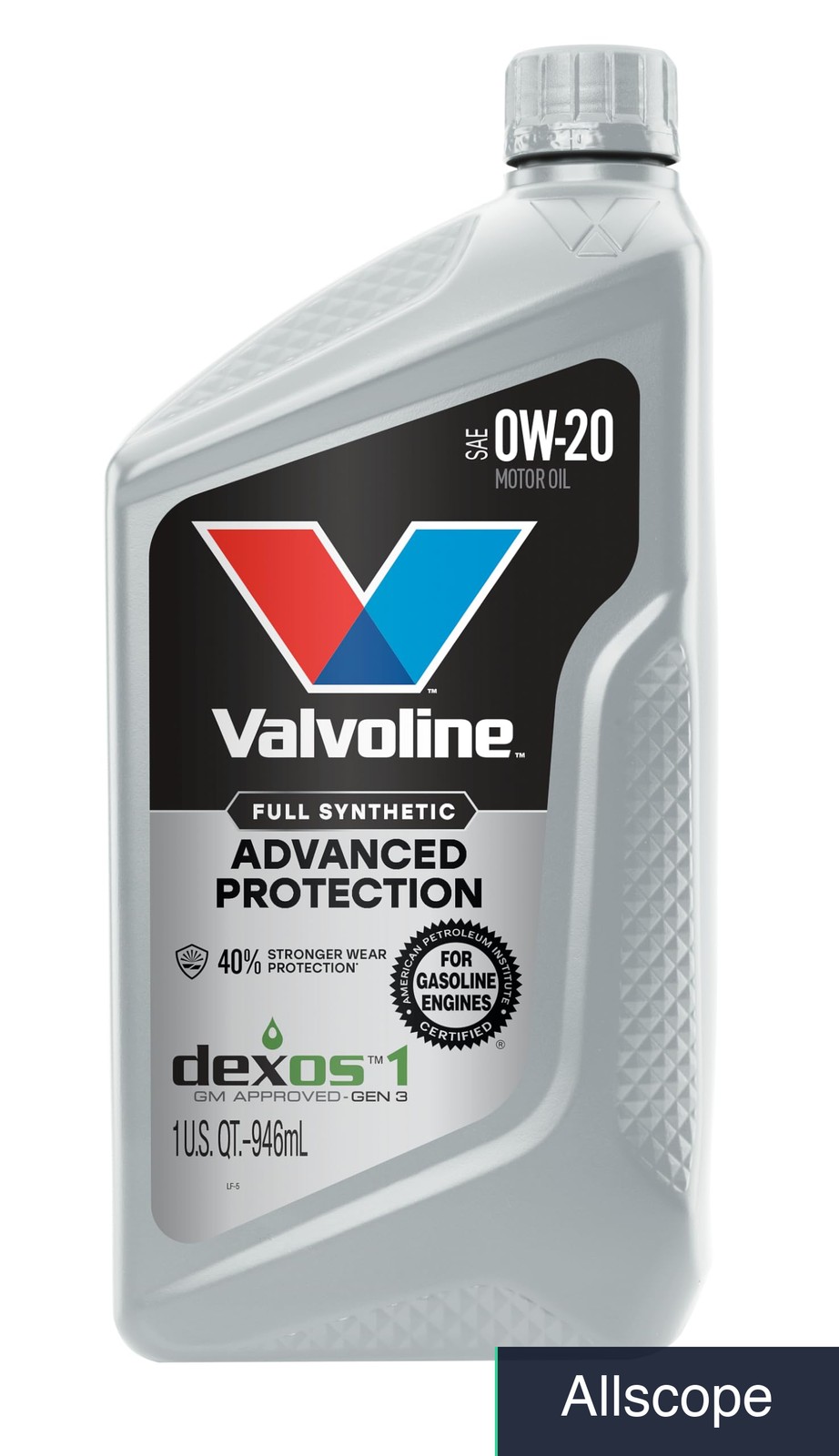 Valvoline Advanced Full Synthetic SAE 0W-20 Motor Oil 1 QT, Case of 6