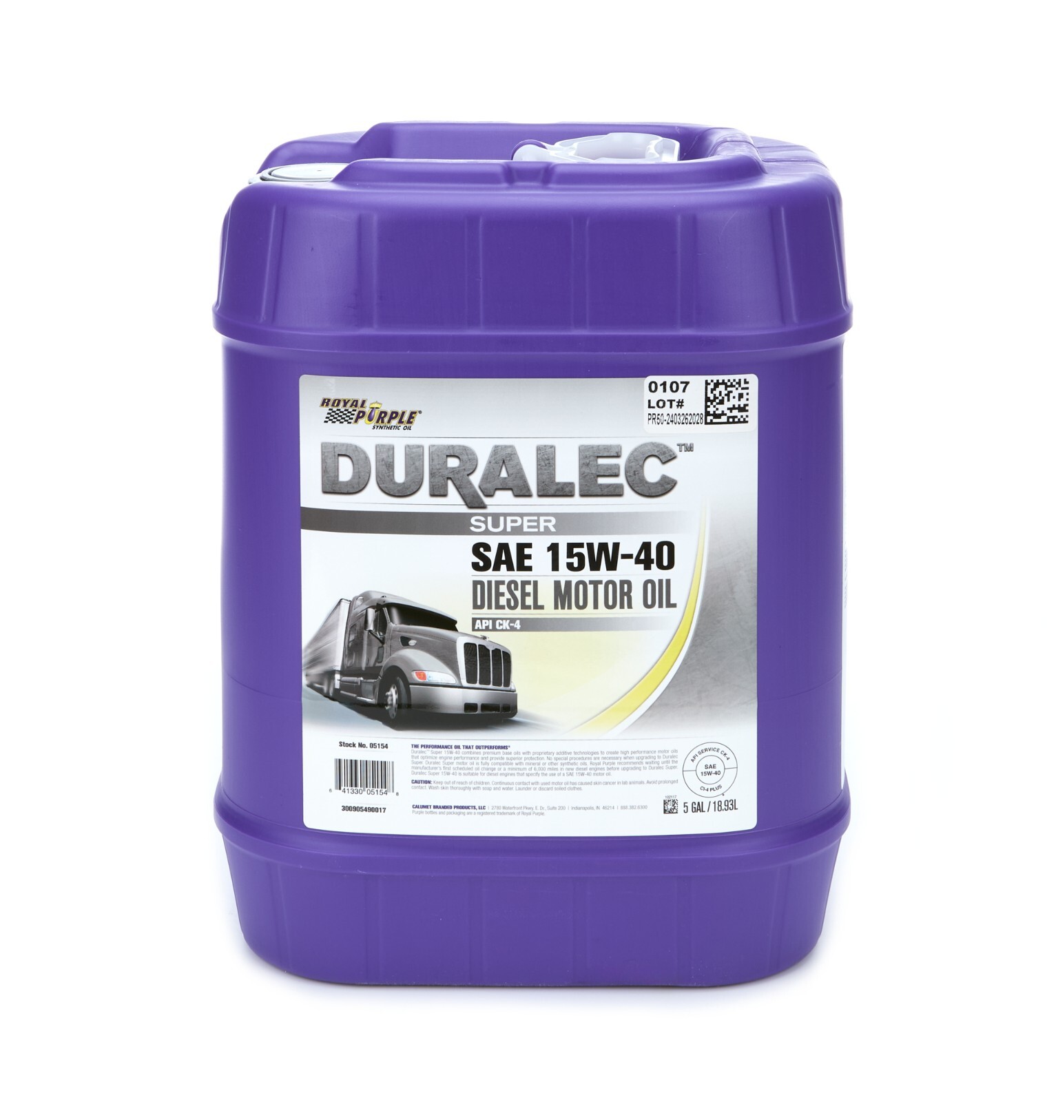 Royal Purple 05154 Duralec Diesel Motor Oil 15W-40 Synthetic 5 Gallons