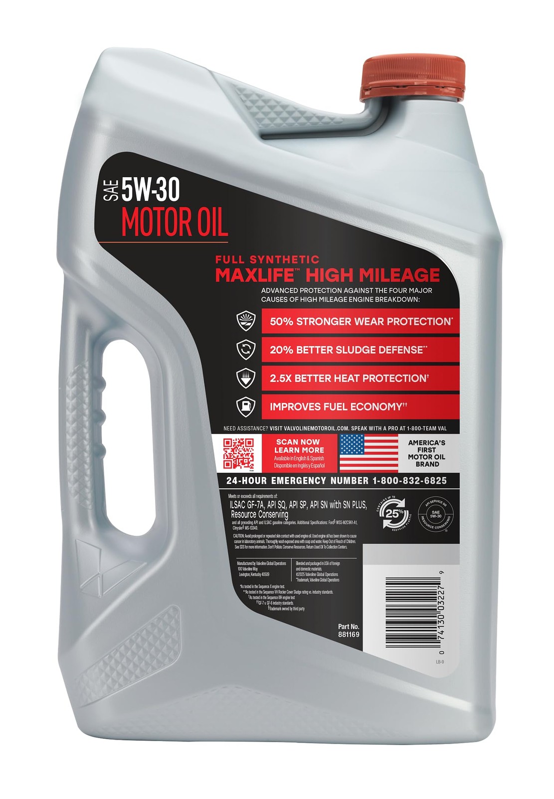 Valvoline MaxLife High Mileage Full Synthetic 5W-30 5 qt (Pack of 1),