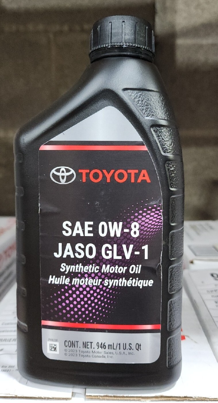 TOYOTA 0W-8 JASO GLV-1 Synthetic Motor Oil 6 Quarts 0W8