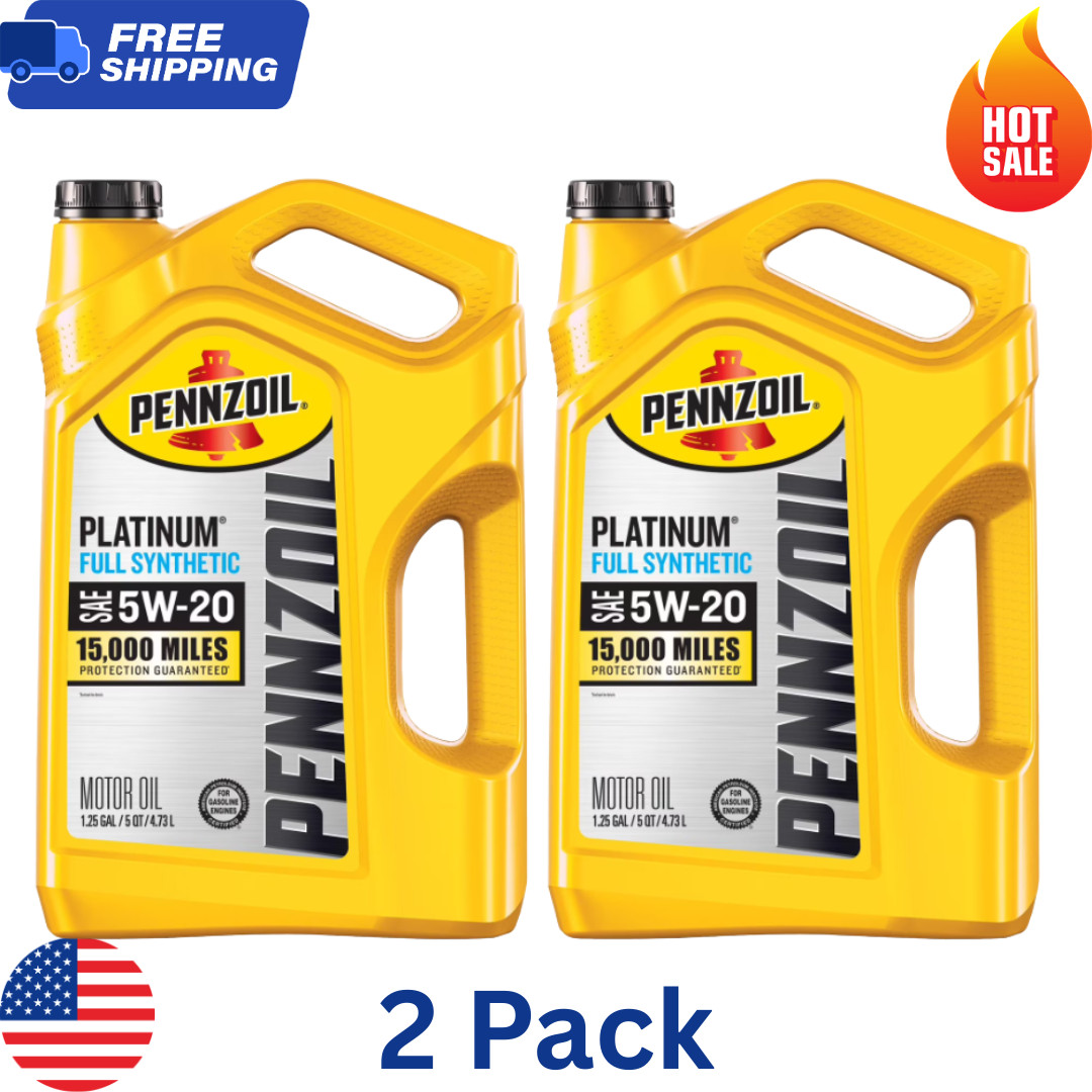(2 pack) Pennzoil Platinum Full Synthetic 5W-20 Motor Oil, 5-Quart