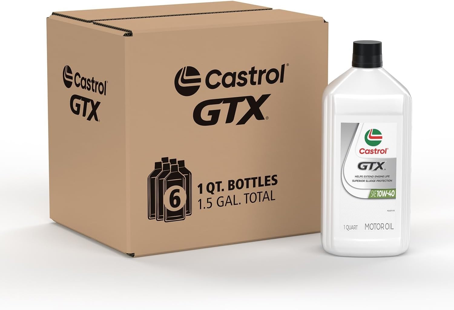 Castrol GTX 10W-40 Conventional Motor Oil, Case of 6 – 1 Quart Bottles | 14CD5A