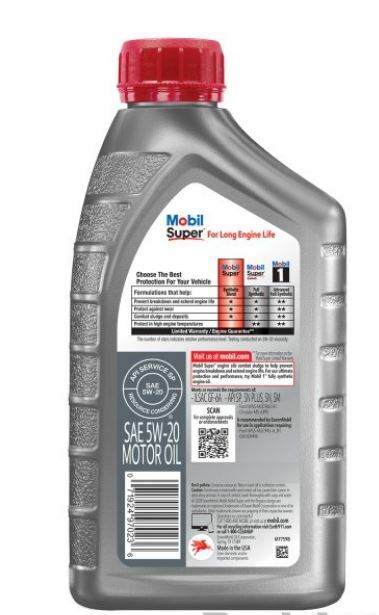 6 Quarts Mobil Super Synthetic Blend 5W20 Motor Oil for Ford Escape Fusion Flex