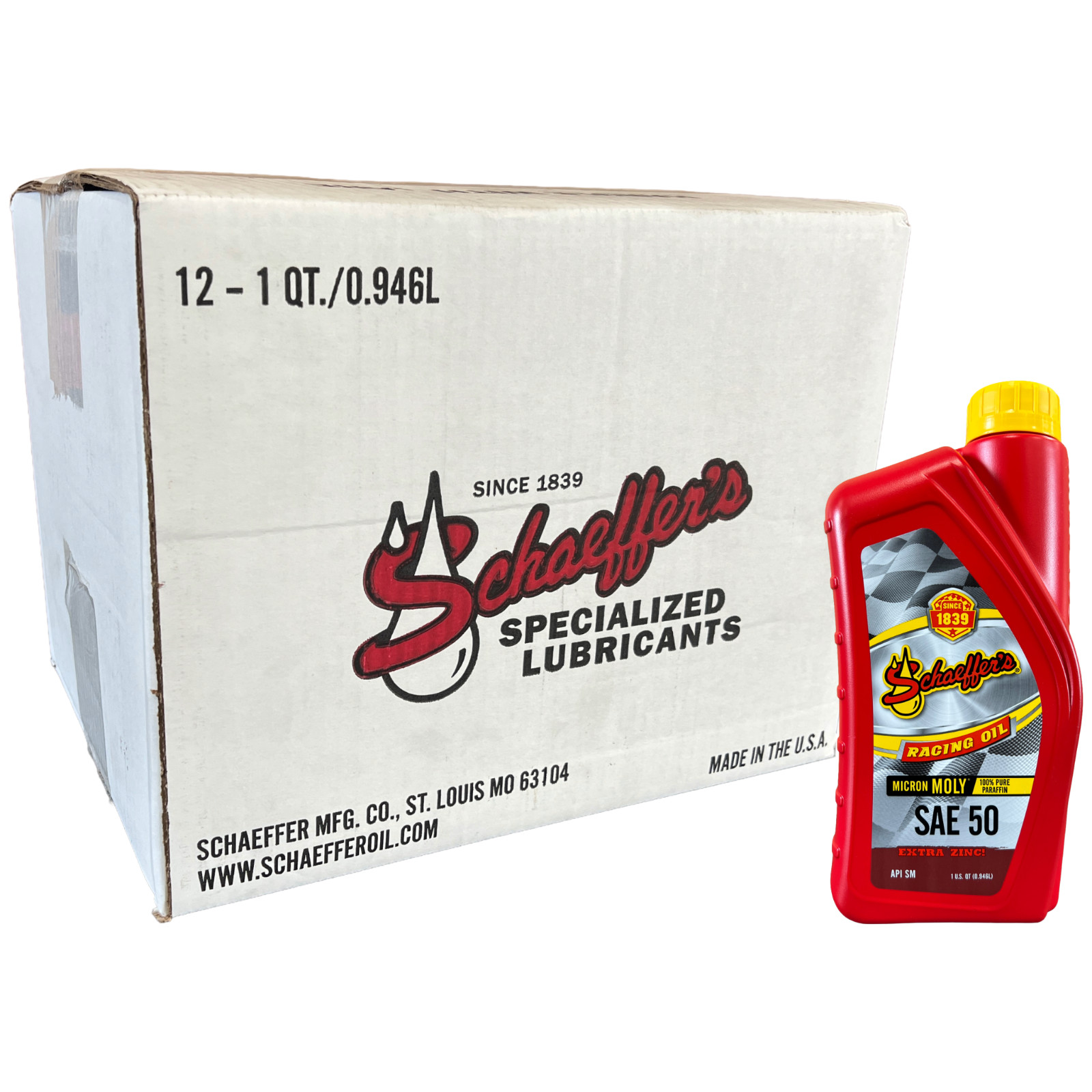 Schaeffer’s 011050-012 Micron Moly SAE 50 Racing Oil, 1 Quart (Case of 12)