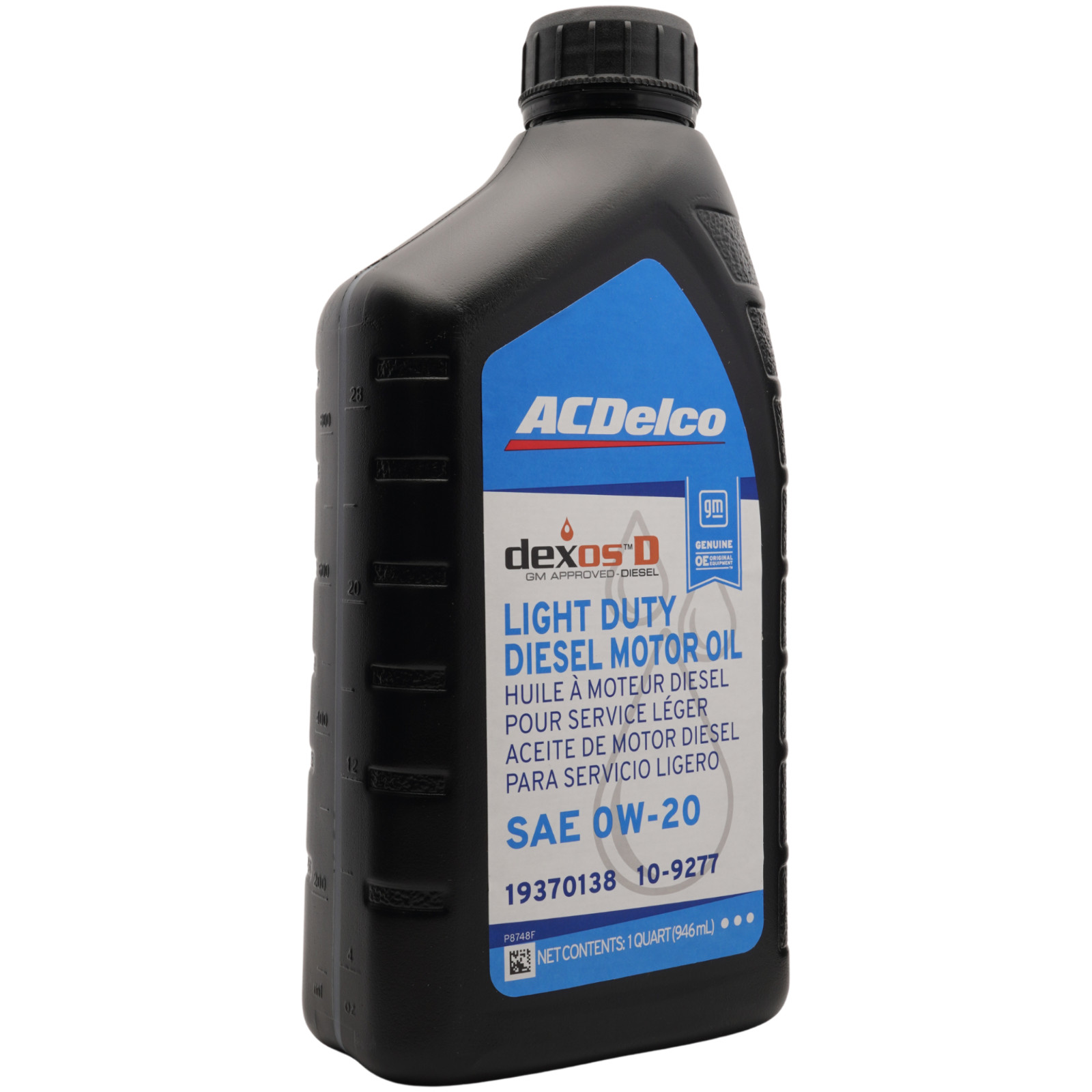 ACDelco 10-9277 (19370138) 0W-20 dexosD Light Duty Diesel Motor Oil, 1 Quart.