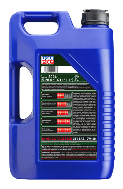 ★ 10 liters Liqui Moly 10W-60 Synthoil Race Tech GT1 Synthetic Engine Oil LM2024