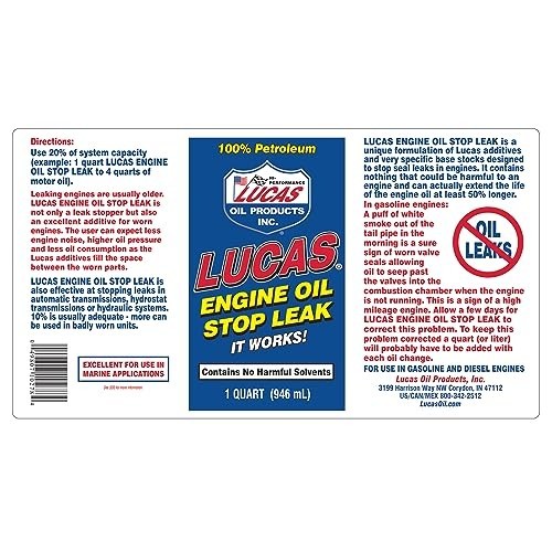Engine Oil Stop Leak Additive 32 oz 1 Quart Bottle Seals Leaks Motor Oil