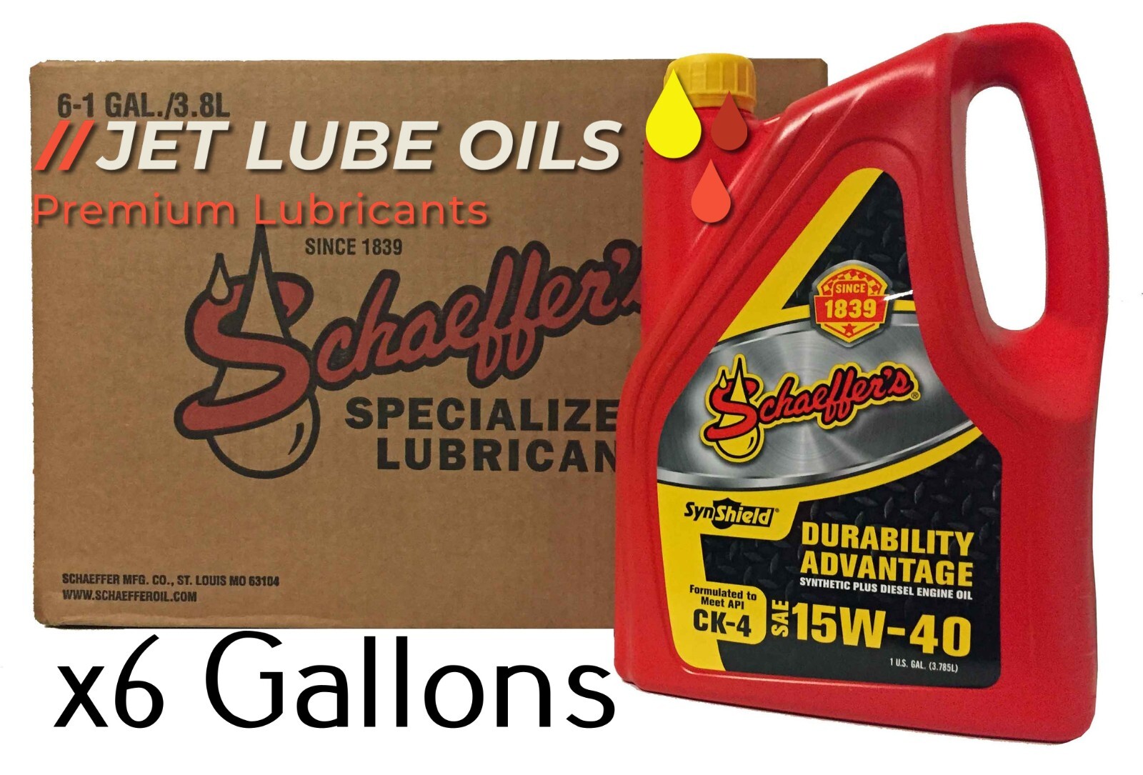 6 Schaeffer’s 15W-40 700 Synshield Diesel Engine Oil 6 Gallons