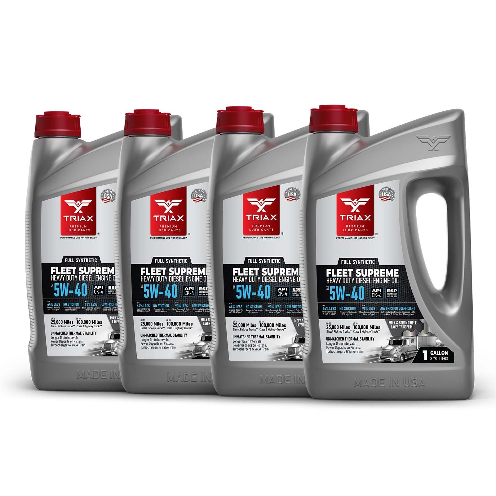 TRIAX Fleet Supreme 5W-40 Full Syn CK-4 Heavy Duty Diesel Engine Oil (Gal 4 pk)