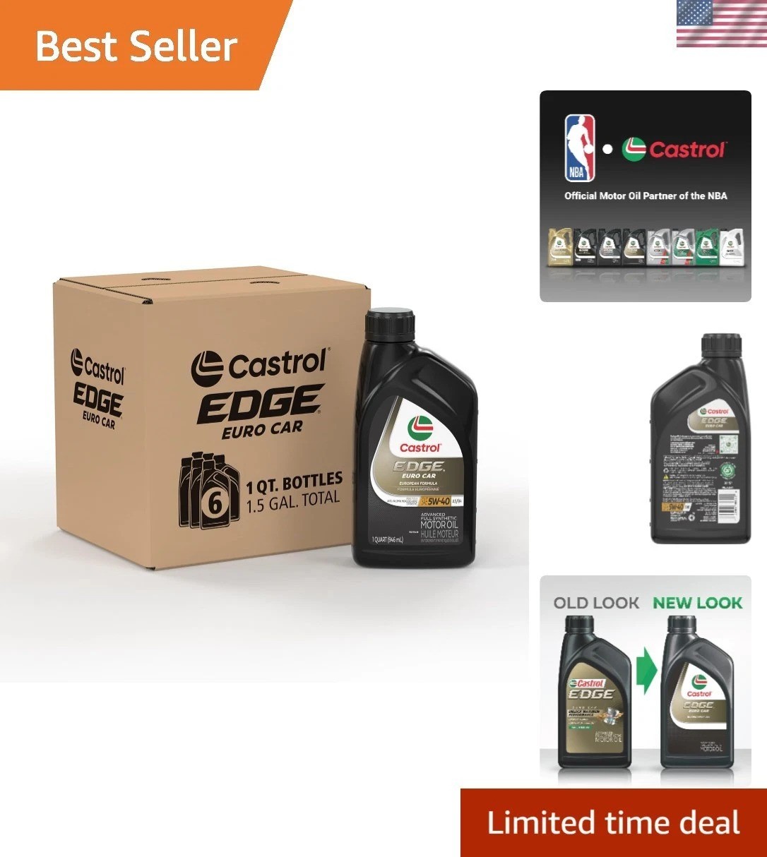 Edge Euro 5W-40 A3/B4 Motor Oil, 1 Quart Bottle – Six Pack, Engine Optimization