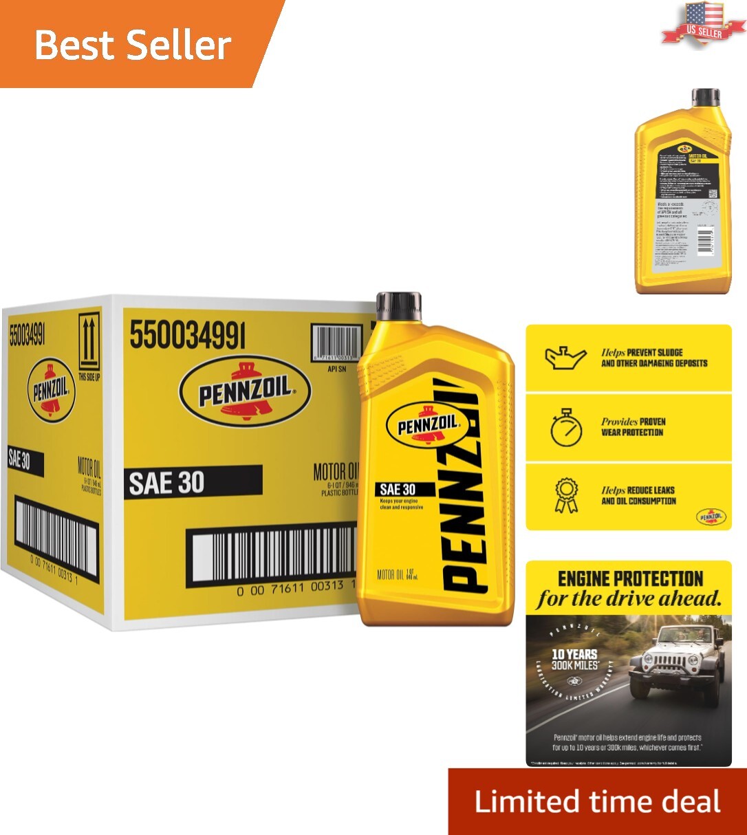 Reliable SAE 30 Motor Oil 1 Quart – 6 Pack for Long-Lasting Vehicle Performance