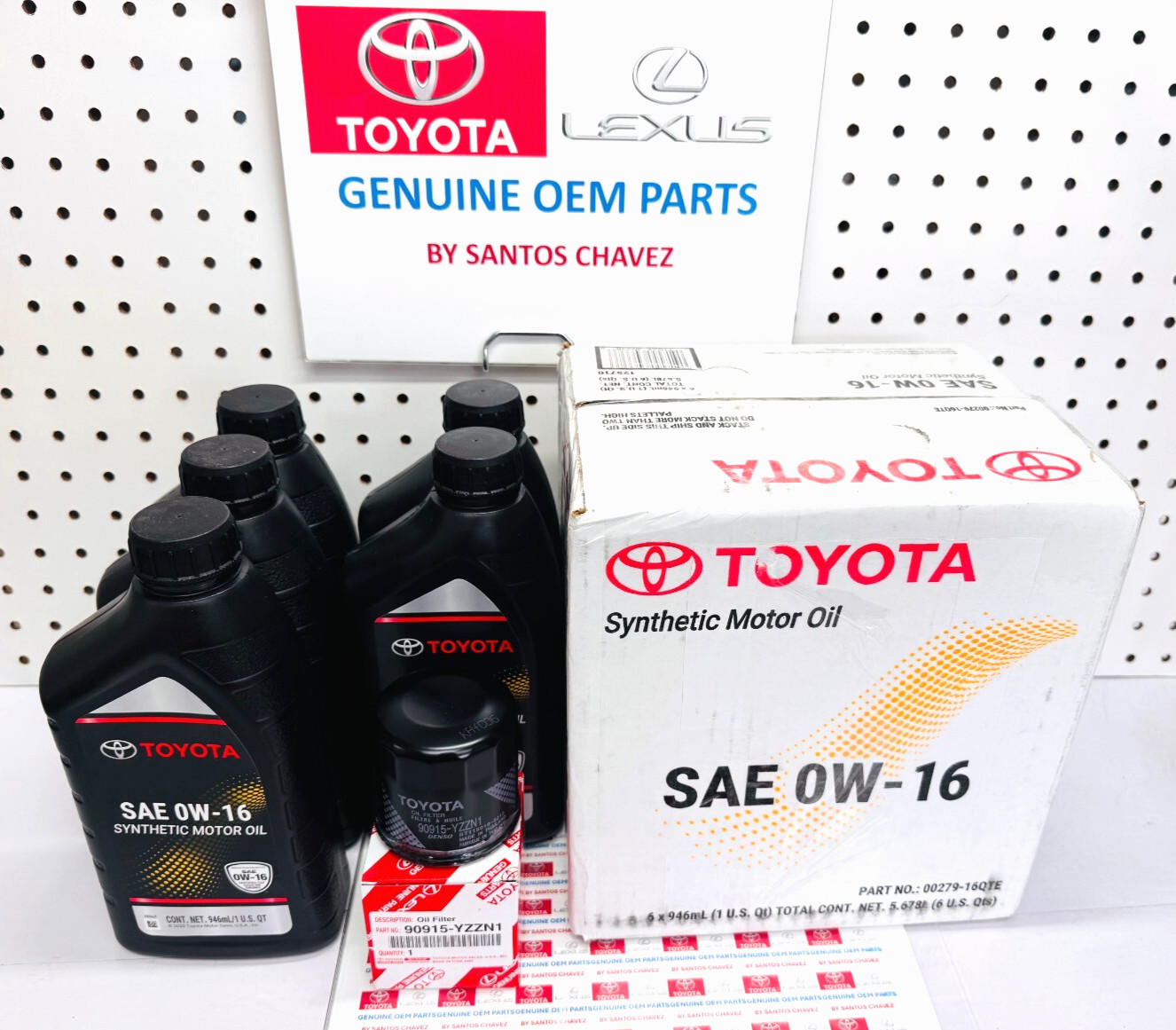 Toyota/Lexus 5 Quart SAE 0W-16 Synthetic Motor Oil +Oil Filter GENUINE OEM PART