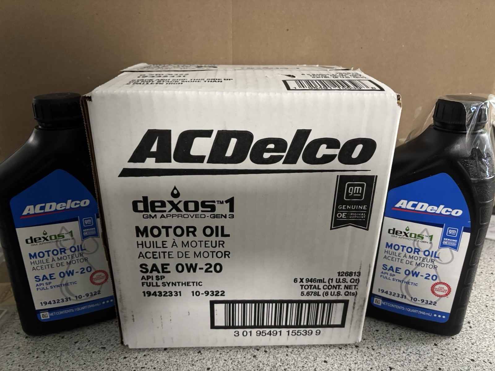 8 Qts AC Delco 10-9322 dexos1 Full Synthetic 0W-20 Motor Oil 5.3L & 6.2L Chevy