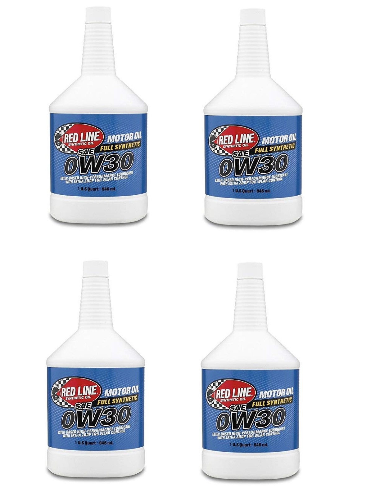 Red Line Oil 11114 Set of 4 Full Synthetic Ester Formula 0W30 Motor Oil, 1 Quart