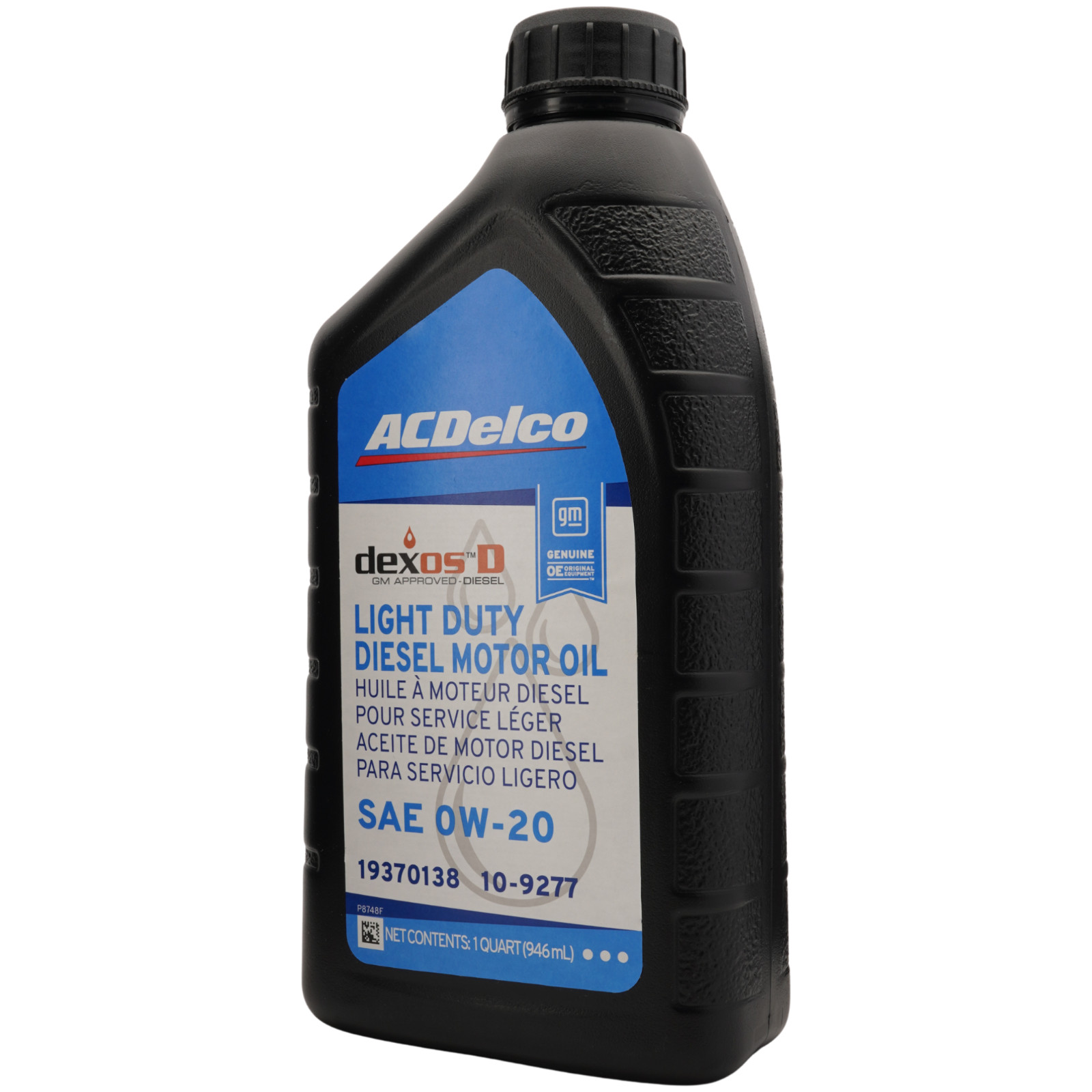 ACDelco 10-9277 (19370138) 0W-20 dexosD Light Duty Diesel Motor Oil, 1 Quart.