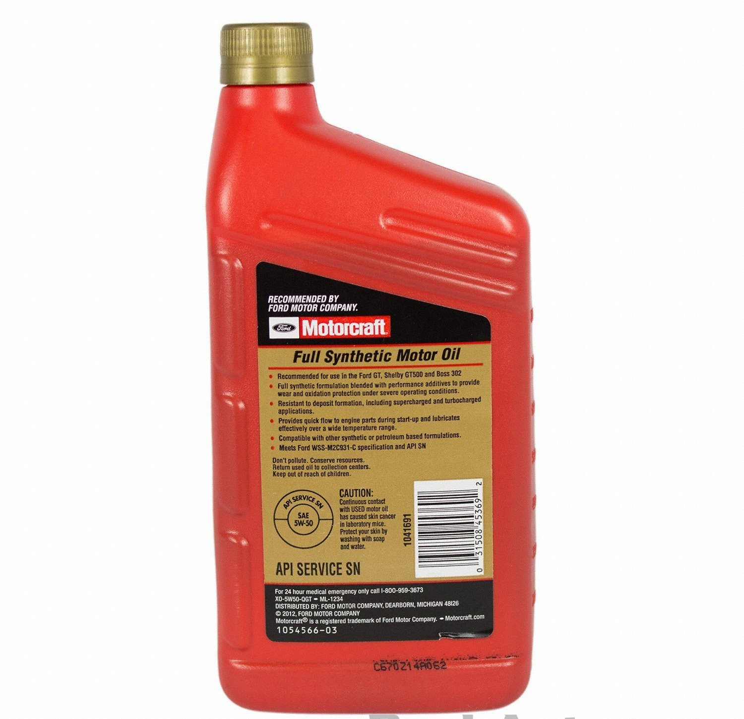 MOTORCRAFT XO5W50QGT Full Synthetic; SAE 5W-50; 1 Quart-SALE