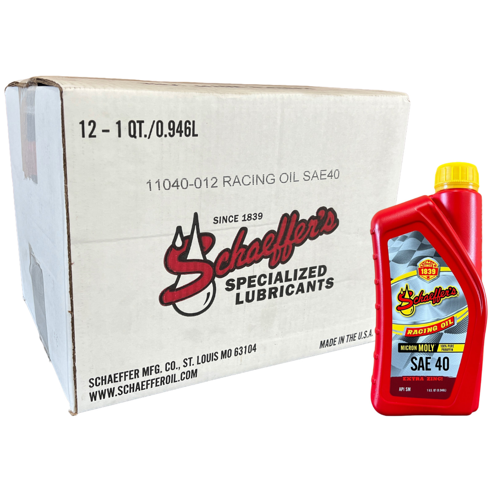 Schaeffer’s 011040-012 Micron Moly SAE 40 Racing Oil, 1 Quart (Case of 12)